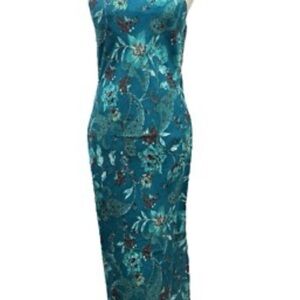 Teal Floral Midi Dress